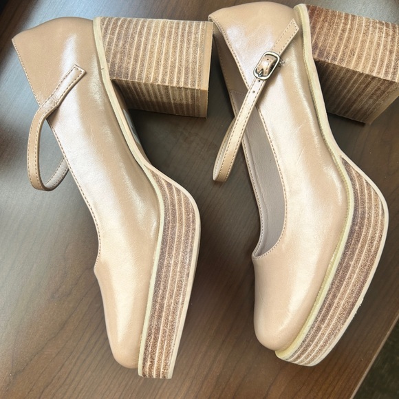 Oasis Society Jennifer Nude Platform Mary Jane Shoe Womens Size 8.5 Block Heel - Picture 6 of 9